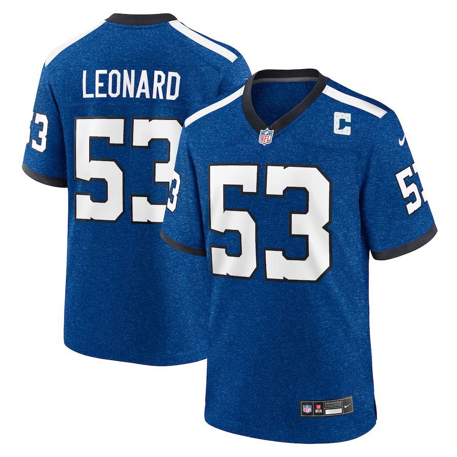 Men Indianapolis Colts #53 Shaquille Leonard Nike Royal Indiana Nights Alternate Game NFL Jersey->customized nfl jersey->Custom Jersey